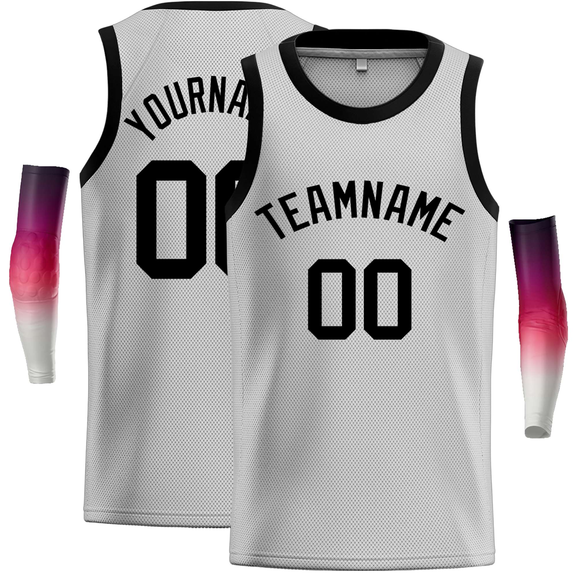 Custom Gray Black Classic Tops Casual Basketball Jersey