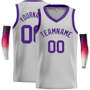 Custom Gray Purple-Classic Tops Men Casual Basketball Jersey