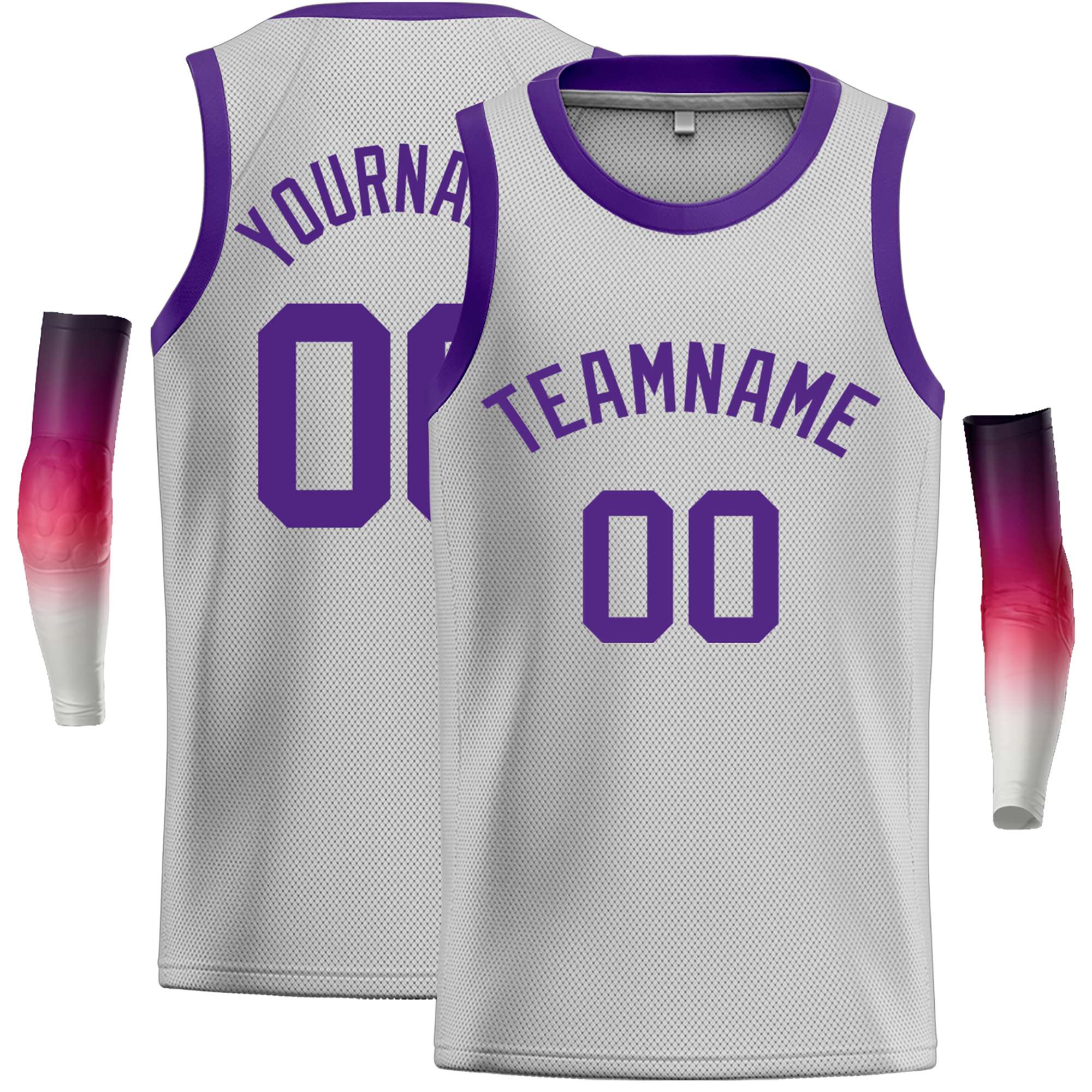 Maillot de basket-ball décontracté, haut classique gris violet personnalisé