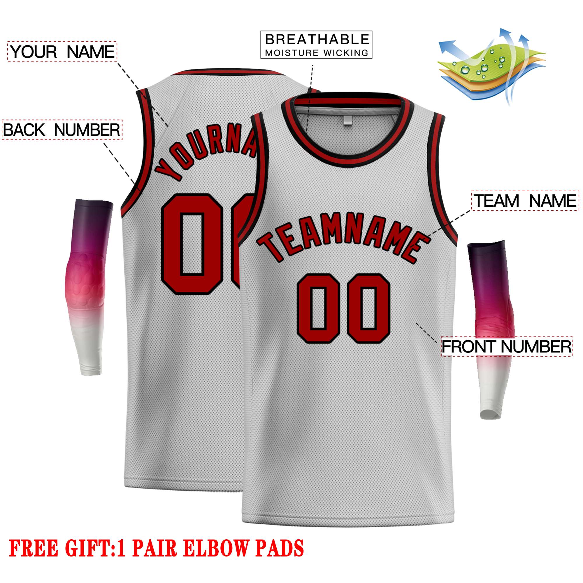 Custom Gray Maroon-Black Classic Tops Casual Basketball Jersey