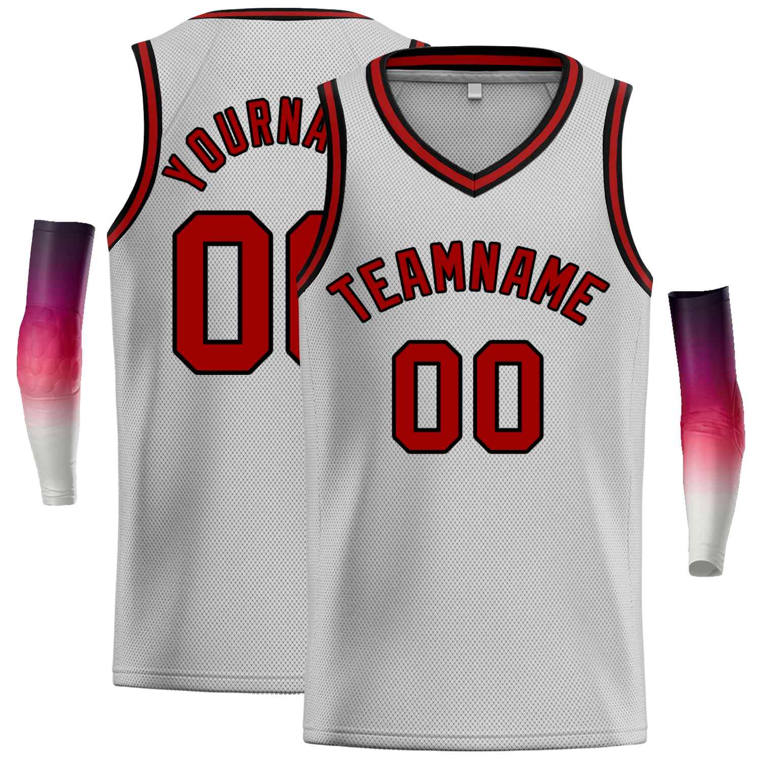 Custom Gray Maroon-Black Classic Tops Men Casual Basketball Jersey