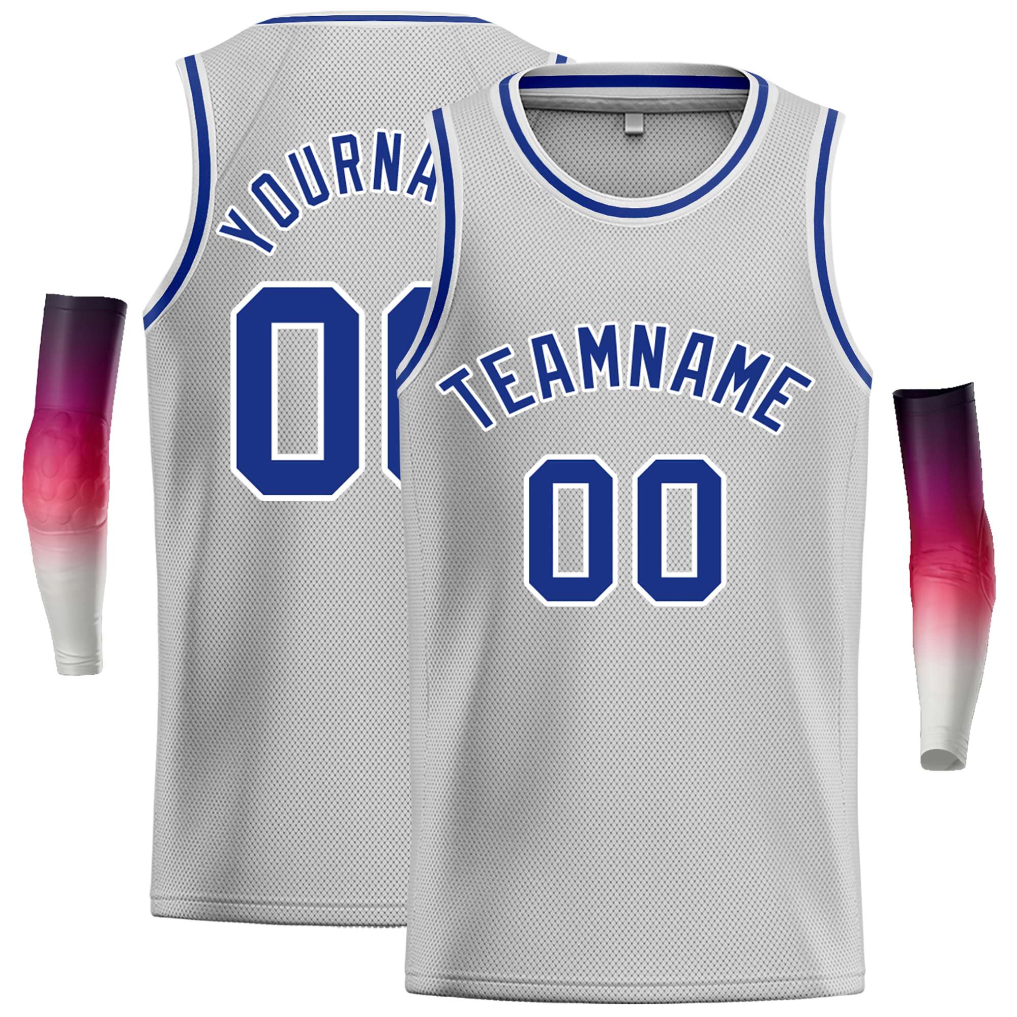 Custom Gray Royal-White Classic Tops Casual Basketball Jersey