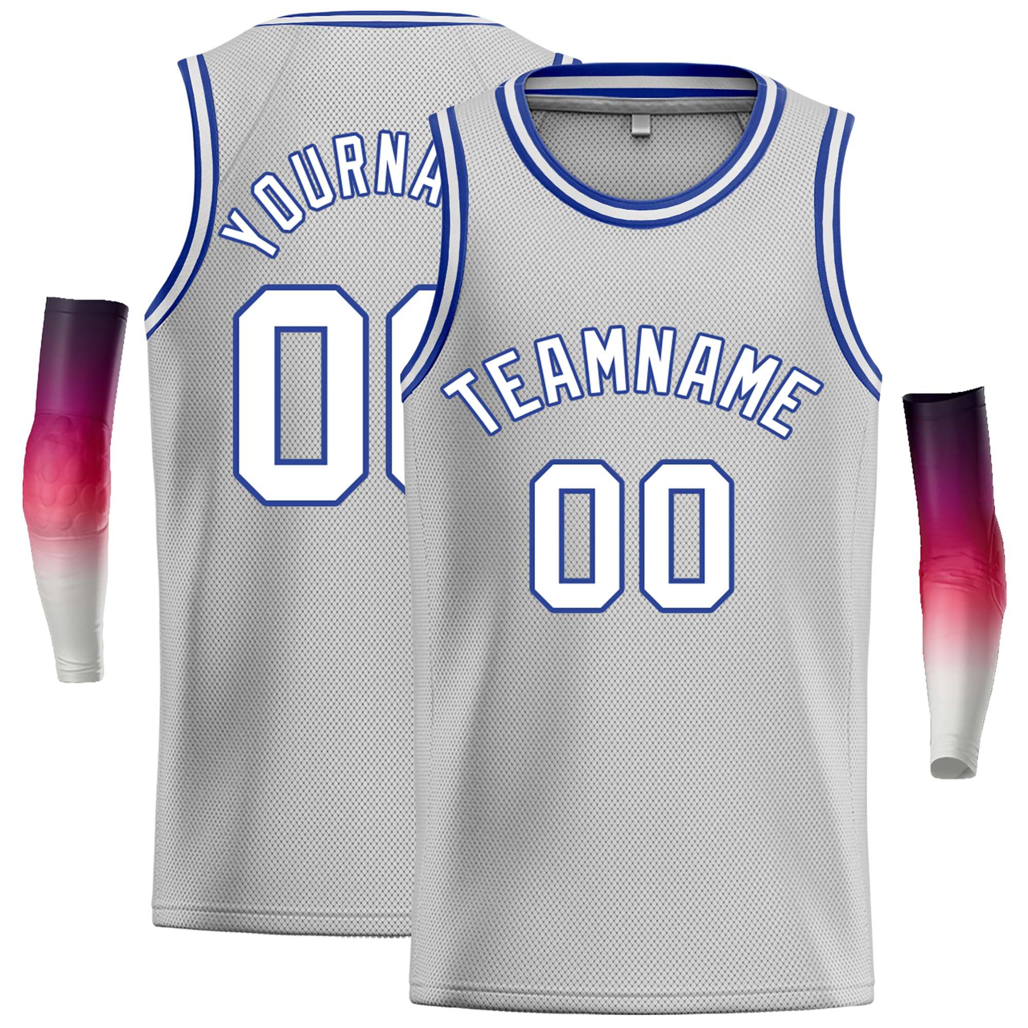 Custom Gray White-Royal Classic Tops Casual Basketball Jersey