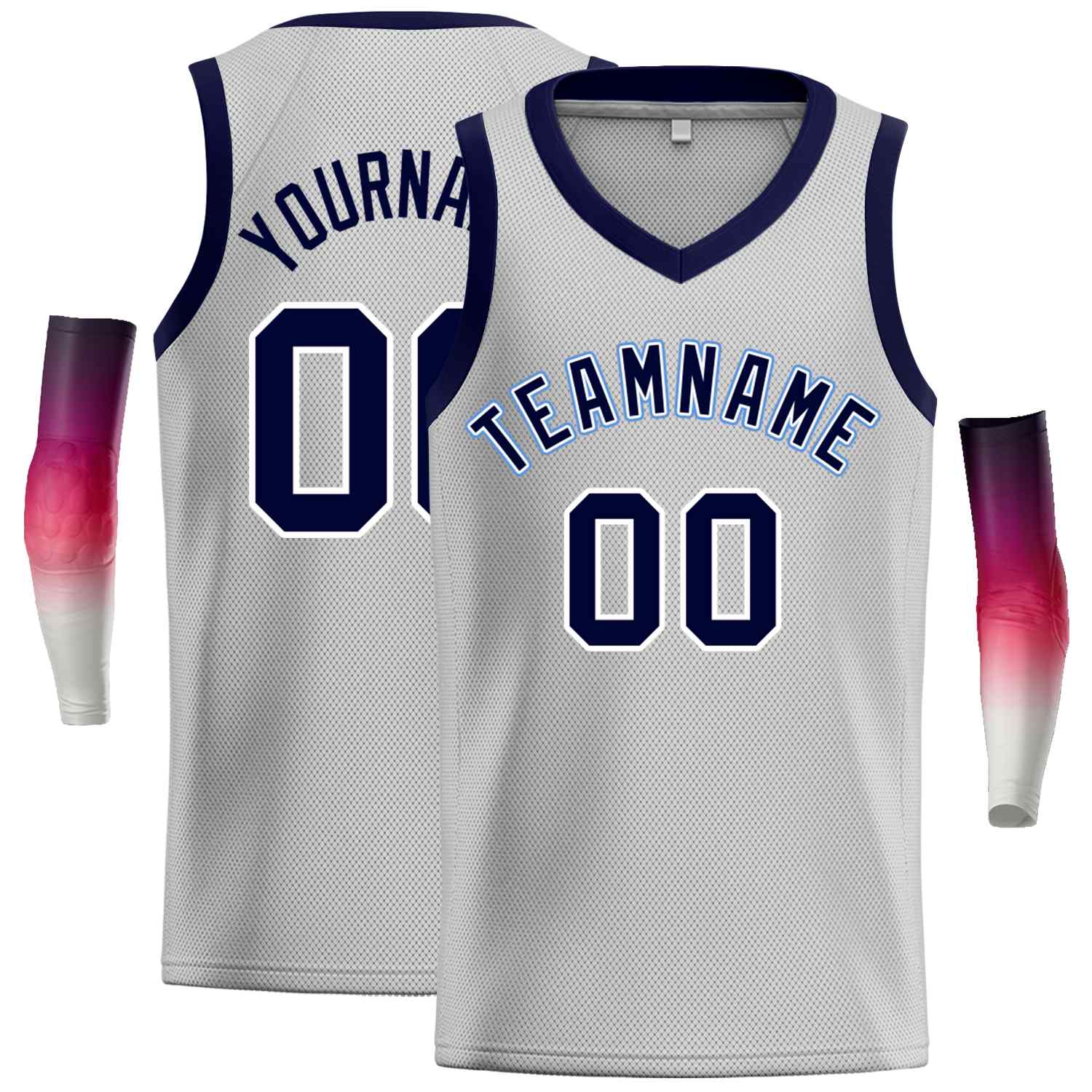 Personnalisé gris Navv-bleu poudre classique hauts hommes maillot de basket-ball décontracté