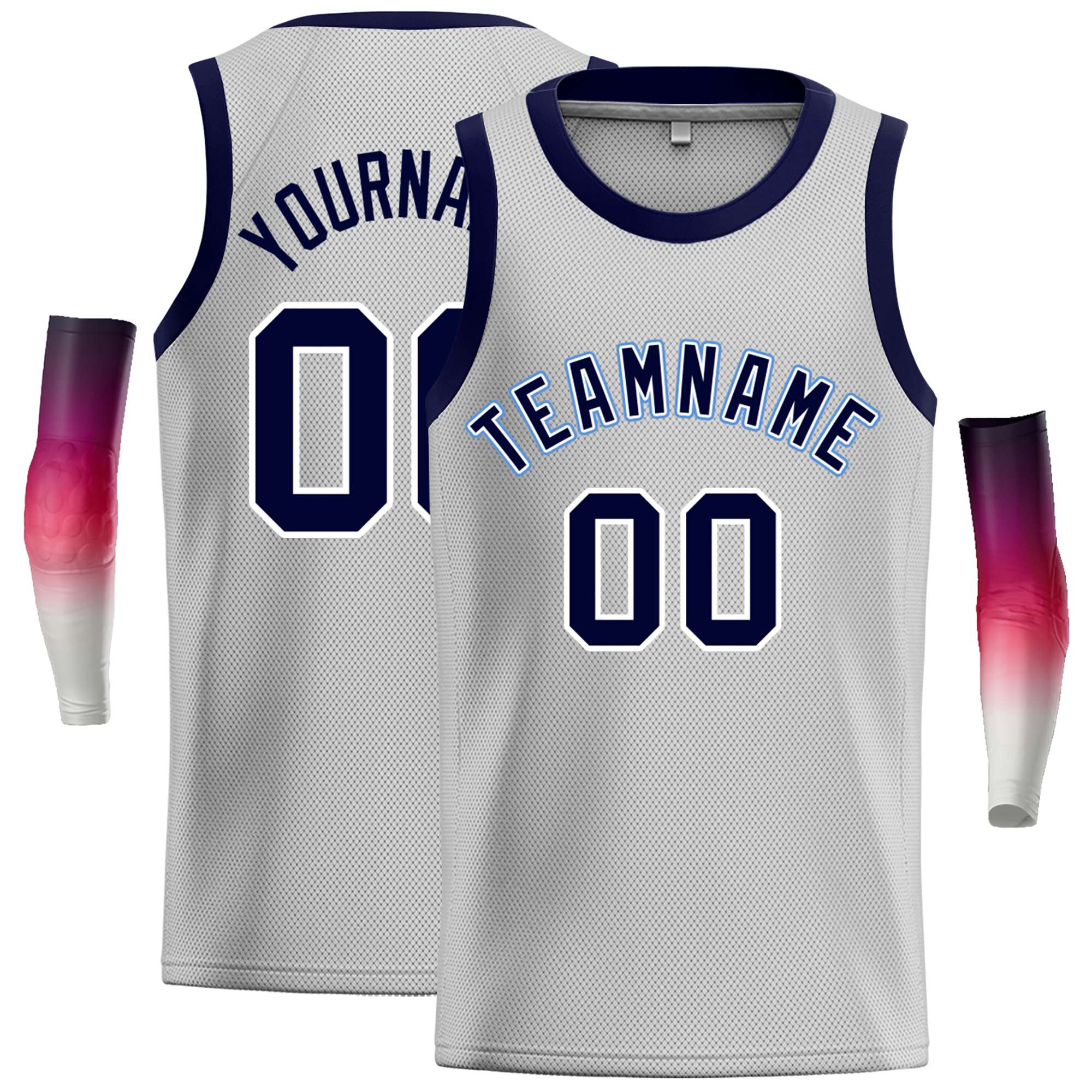 Custom Gray Navy-Power Blue Classic Tops Casual Basketball Jersey