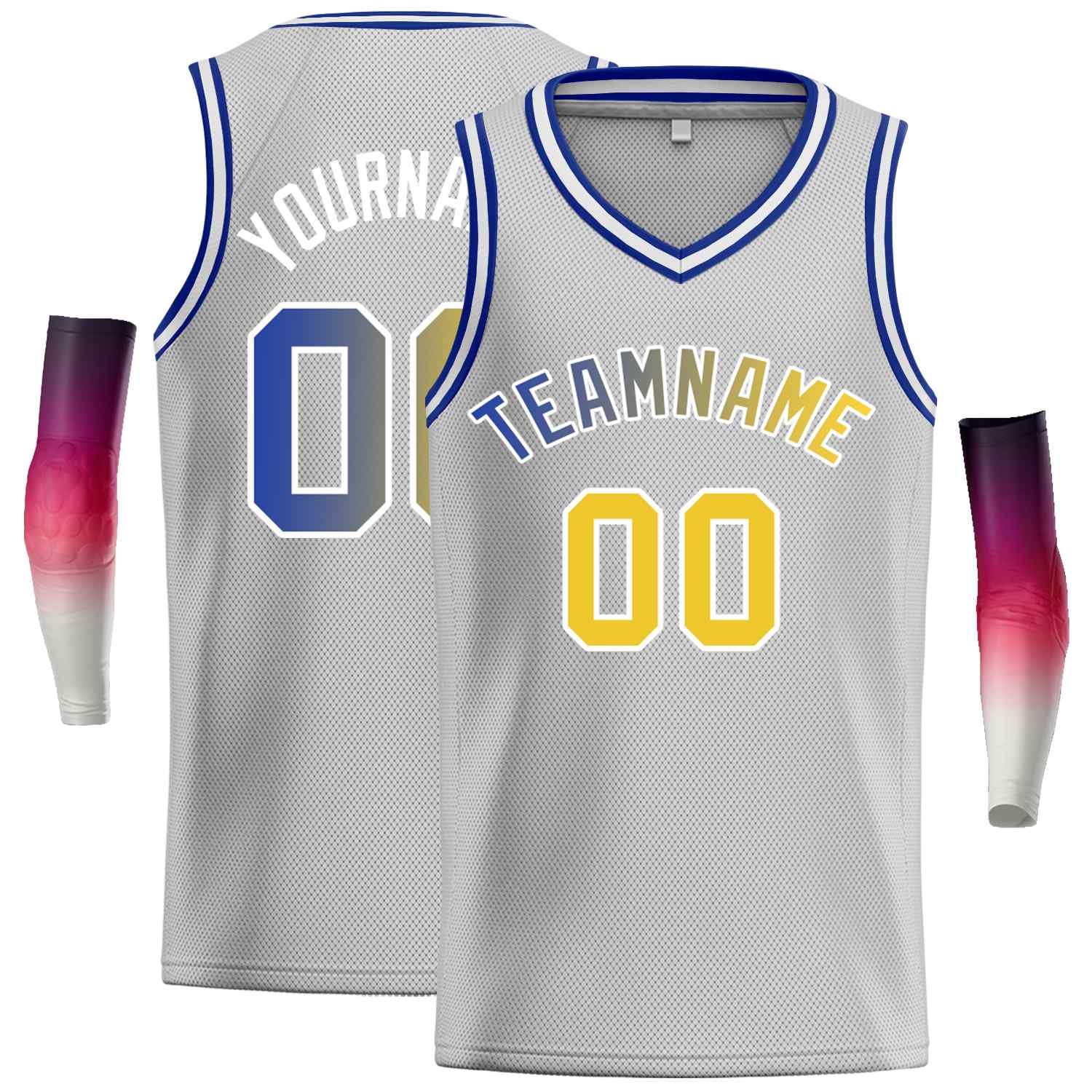 Custom Gray Royal-White Classic Tops Men Casual Basketball Jersey