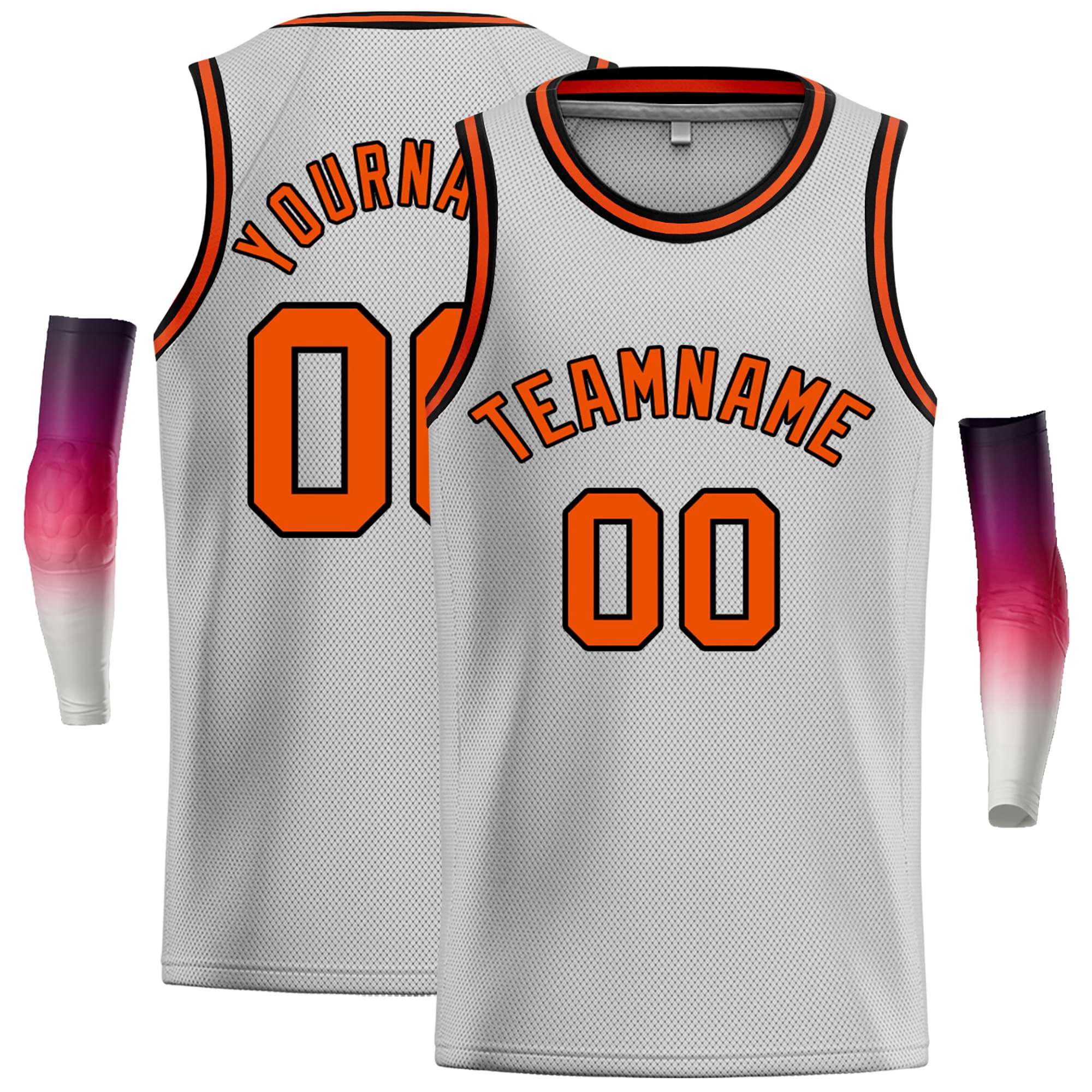 Custom Gray Orange-Black Classic Tops Casual Basketball Jersey