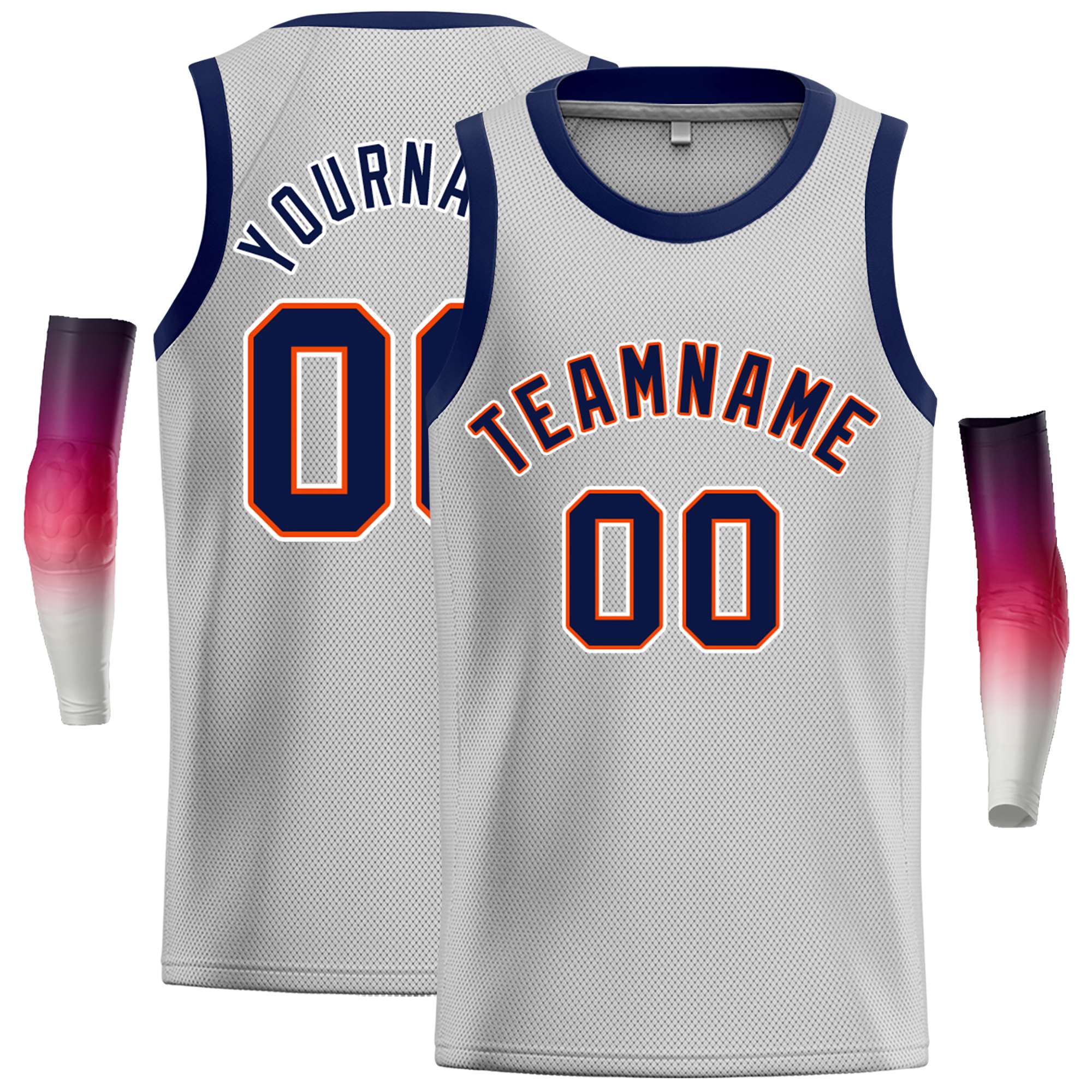 Custom Gray Navy-Orange Classic Tops Casual Basketball Jersey