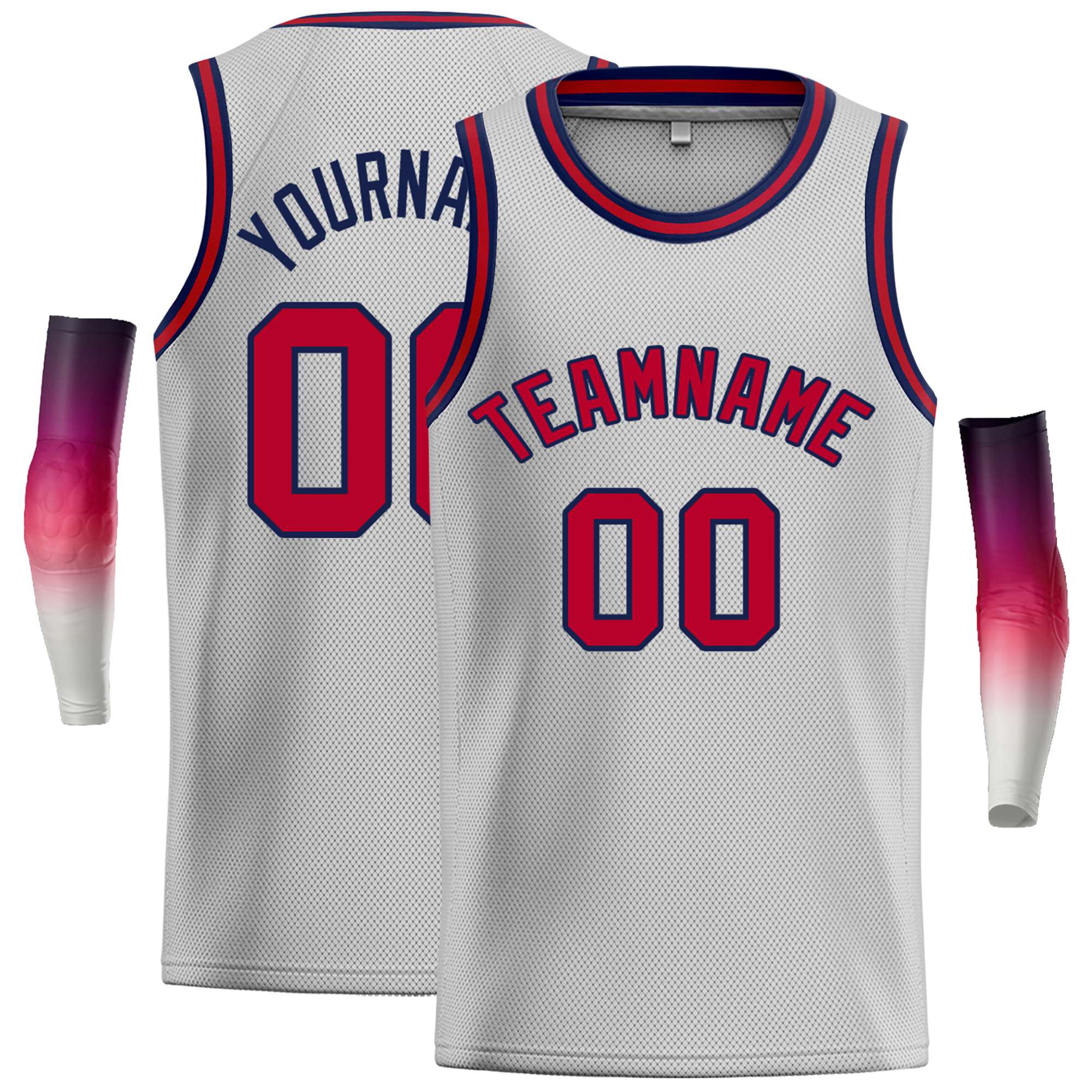 Custom Gray Maroon-Navy Classic Tops Casual Basketball Jersey