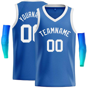 Maillot de basket-ball décontracté pour hommes, haut classique bleu blanc personnalisé