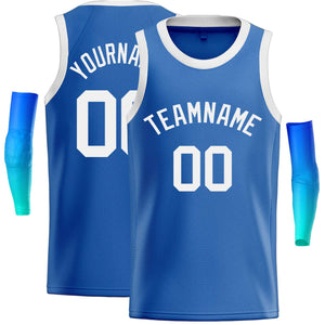 Maillot de basket-ball décontracté, personnalisé, bleu et blanc, hauts classiques