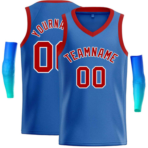 Custom Blue Red-White Classic Tops Men Casual Basketball Jersey