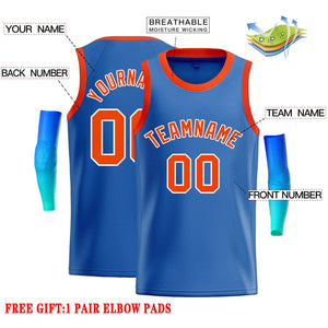 Custom Blue Orange-White Classic Tops Casual Basketball Jersey