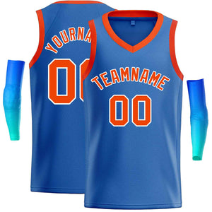 Maillot de basket-ball décontracté pour hommes, haut classique bleu Orange-blanc personnalisé