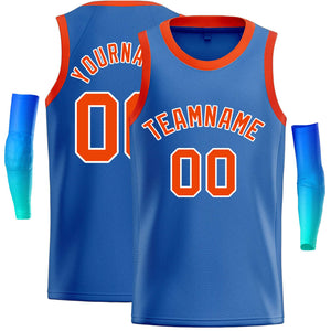 Custom Blue Orange-White Classic Tops Casual Basketball Jersey