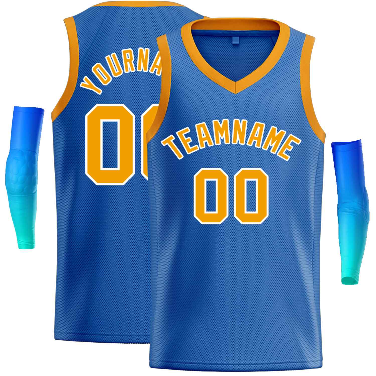 Maillot de basket-ball décontracté pour hommes, haut classique personnalisé bleu jaune-blanc