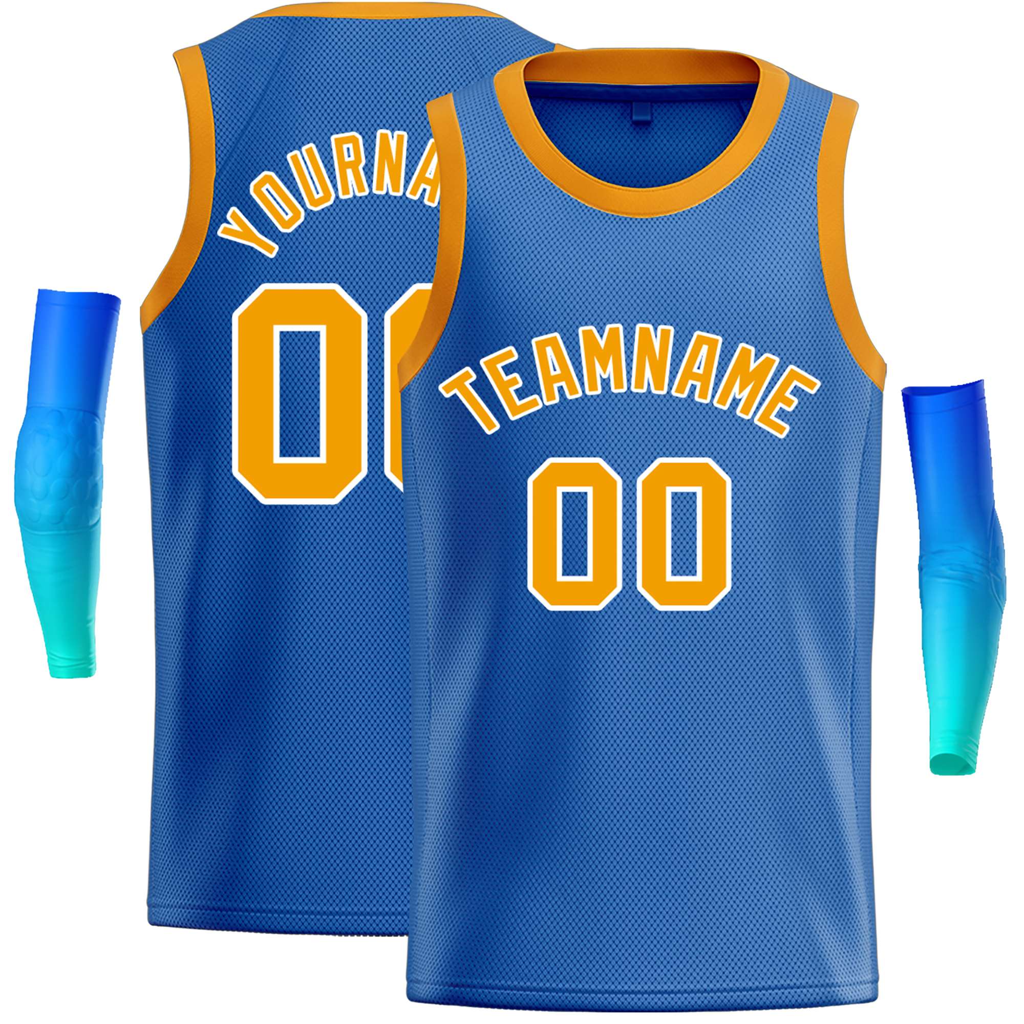 Custom Blue Yellow-White Classic Tops Casual Basketball Jersey