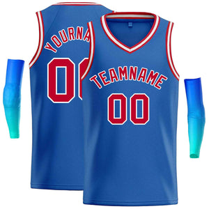 Maillot de basket-ball décontracté pour hommes, haut classique personnalisé bleu rouge-blanc