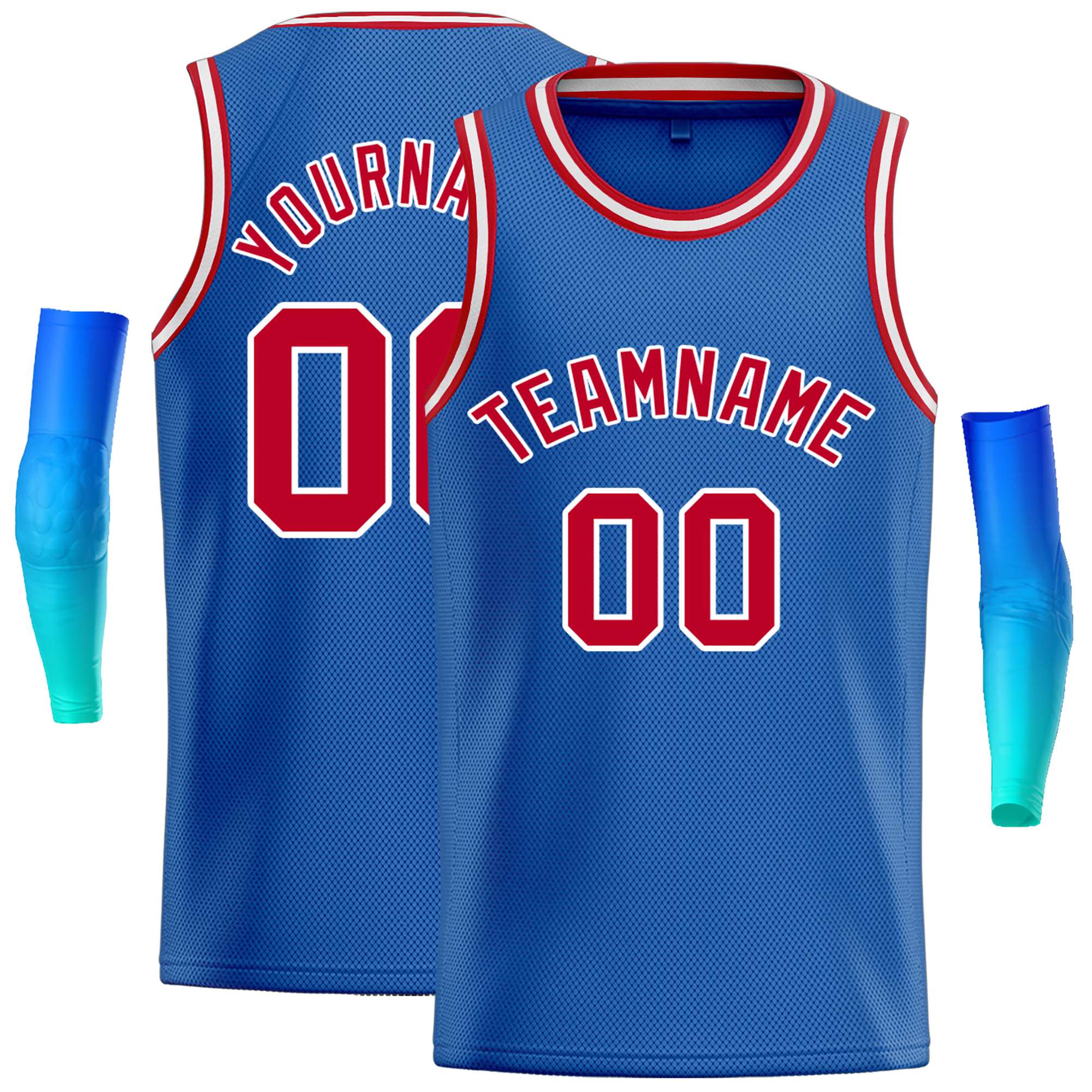 Custom Blue Red-White Classic Tops Casual Basketball Jersey