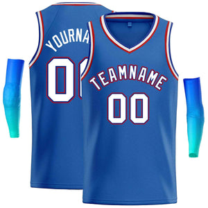 Custom Blue White-Red Classic Tops Men Casual Basketball Jersey