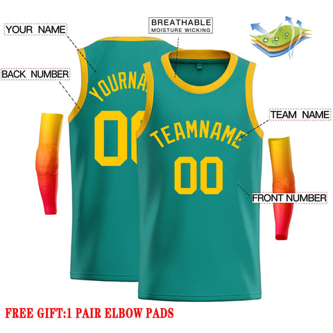 Custom Teal Yellow Classic Tops Casual Basketball Jersey