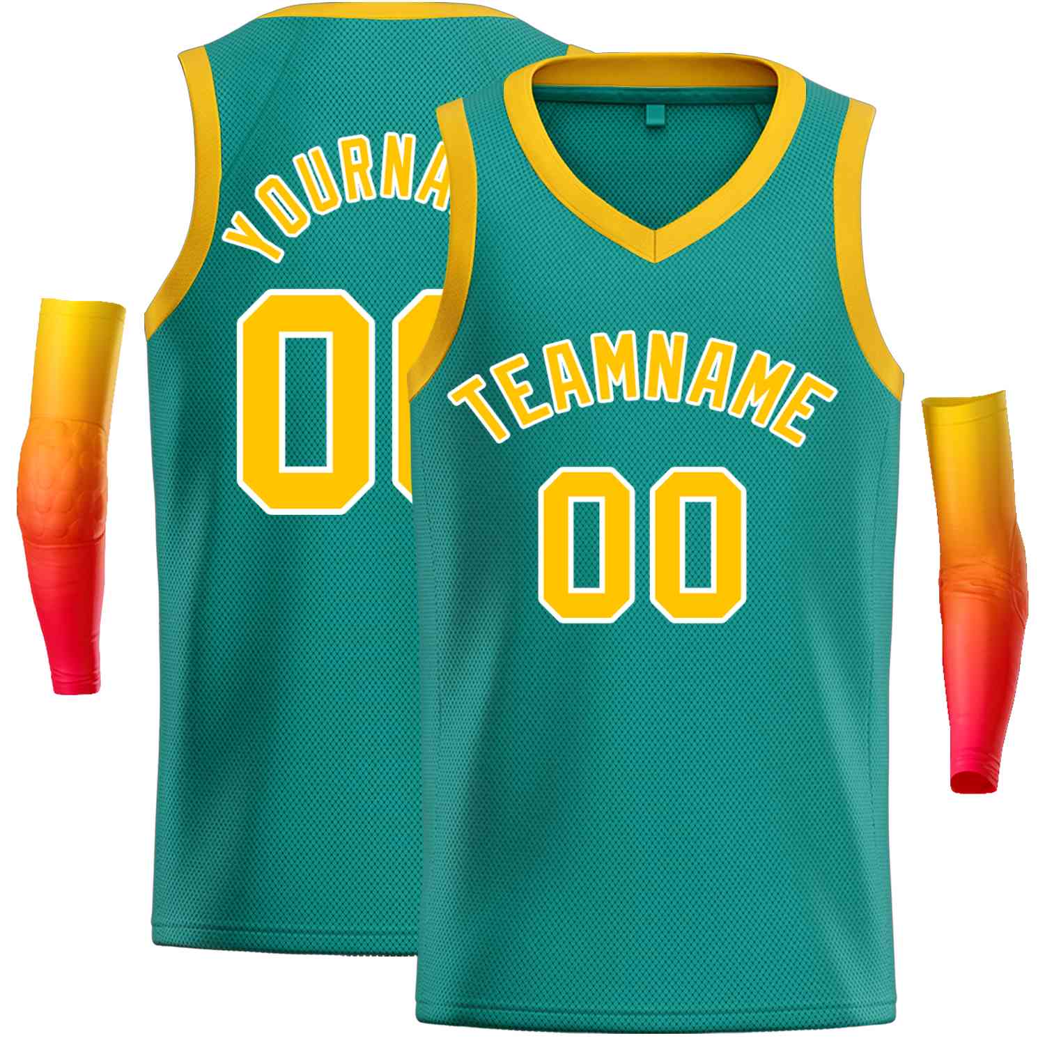 Custom Teal Yellow-White Classic Tops Men Casual Basketball Jersey