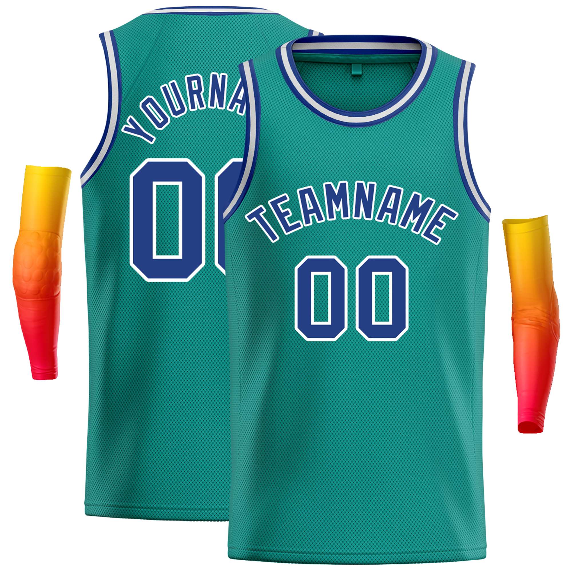 Custom Teal Royal-White Classic Tops Casual Basketball Jersey