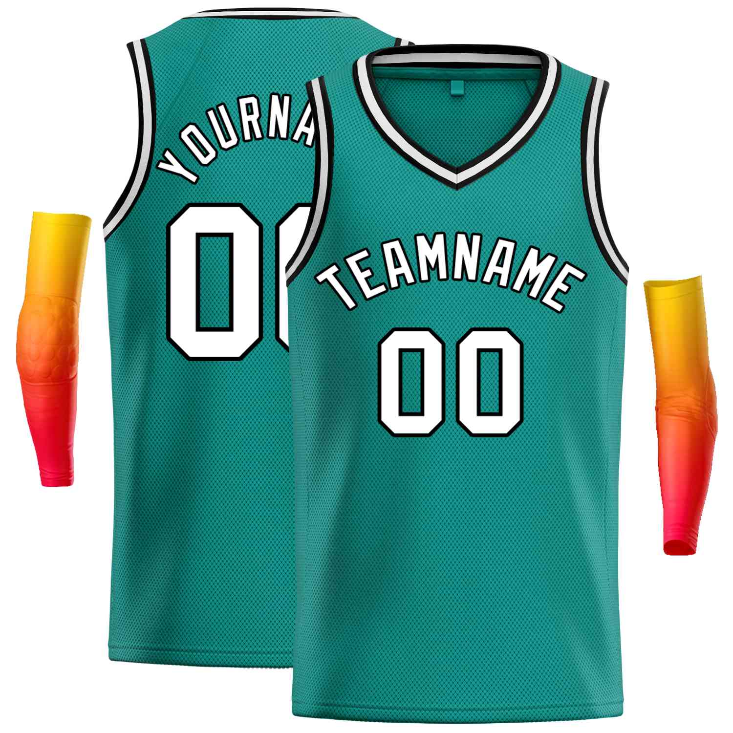 Custom Teal White-Black Classic Tops Men Casual Basketball Jersey