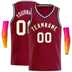 Maillot de basket-ball personnalisé pour hommes, haut classique marron blanc-noir, décontracté