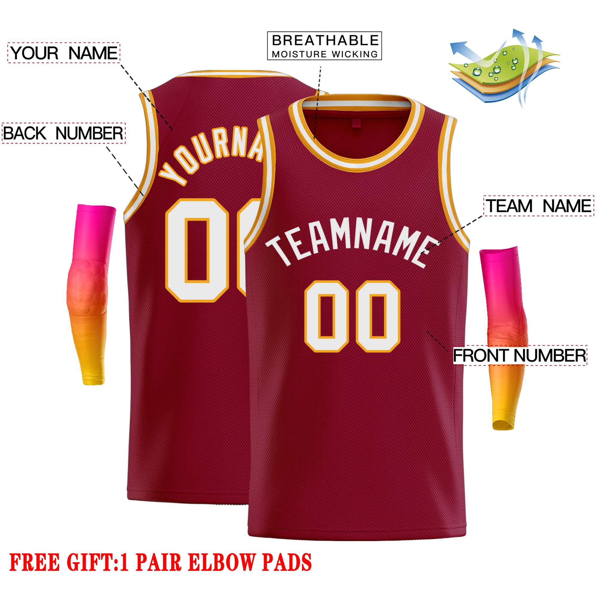 Custom Crimson White-Orange Classic Tops Casual Basketball Jersey