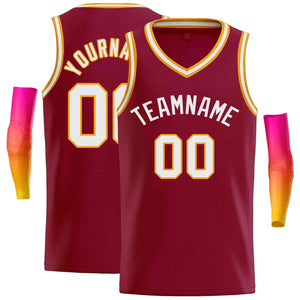 Custom Maroon White-Classic Tops Men Casual Basketball Jersey