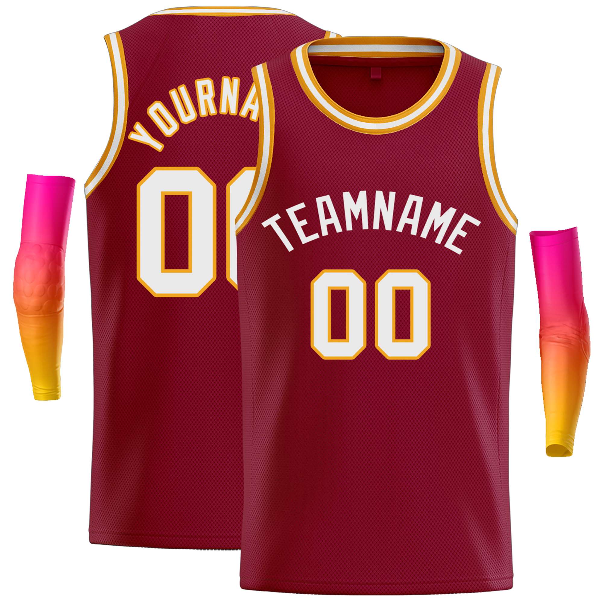 Custom Crimson White-Orange Classic Tops Casual Basketball Jersey