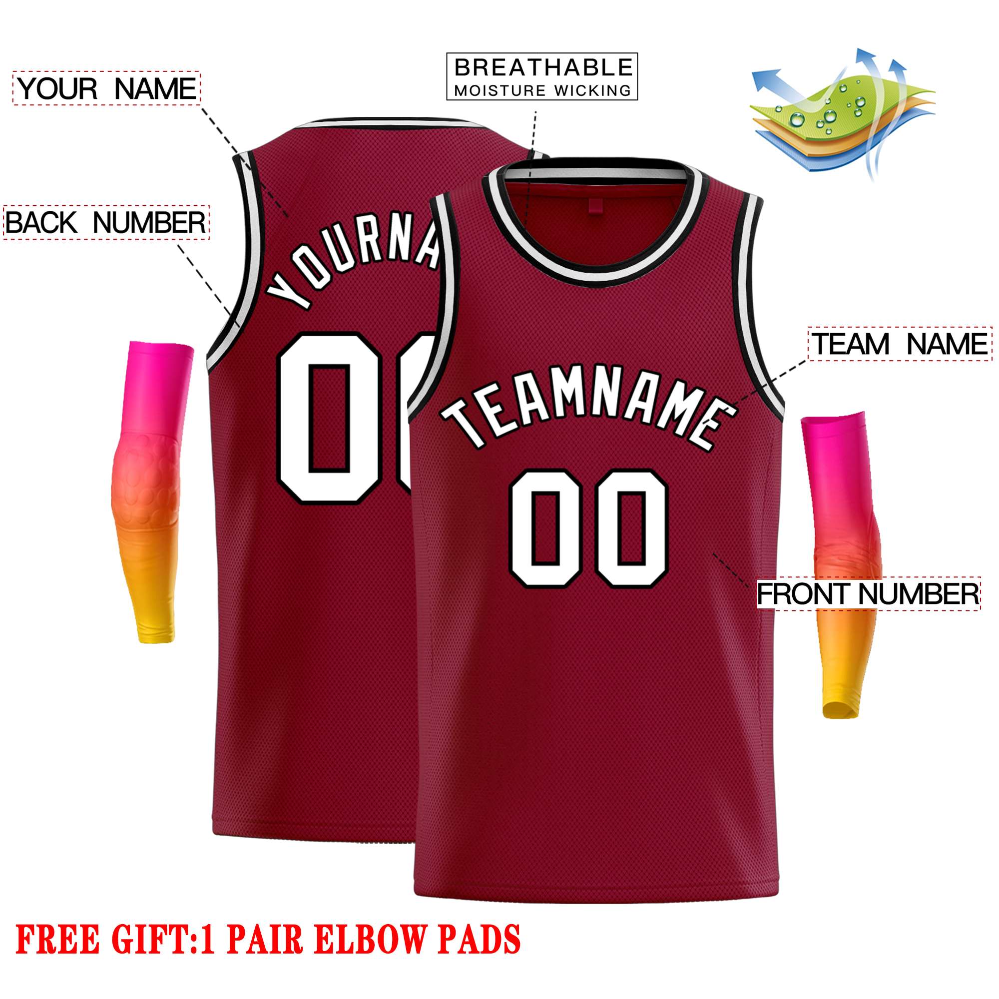 Custom Crimson White-Black Classic Tops Casual Basketball Jersey