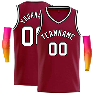 Custom Maroon White-Black Classic Tops Men Casual Basketball Jersey