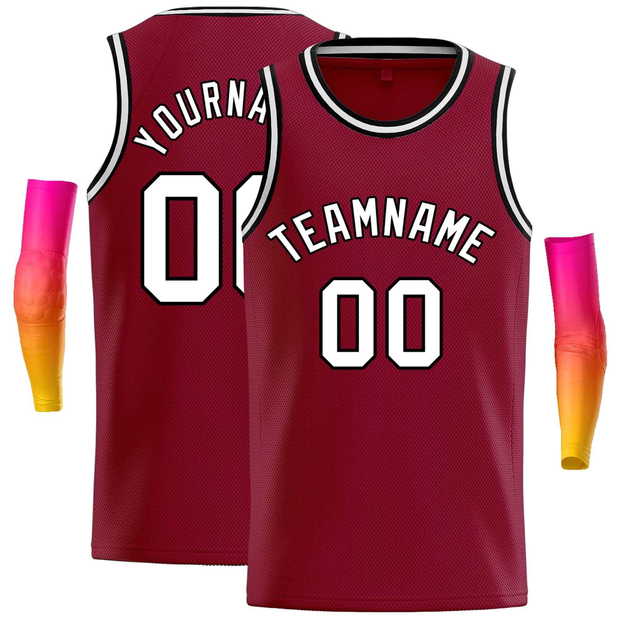 Custom Crimson White-Black Classic Tops Casual Basketball Jersey