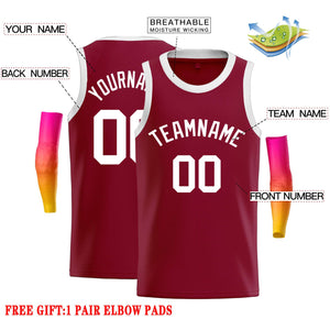 Custom Crimson WhiteClassic Tops Casual Basketball Jersey