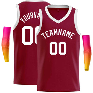 Custom Maroon White-Classic Tops Men Casual Basketball Jersey