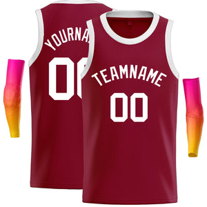 Custom Crimson WhiteClassic Tops Casual Basketball Jersey