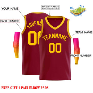 Custom Maroon Yellow-Classic Tops Men Casual Basketball Jersey