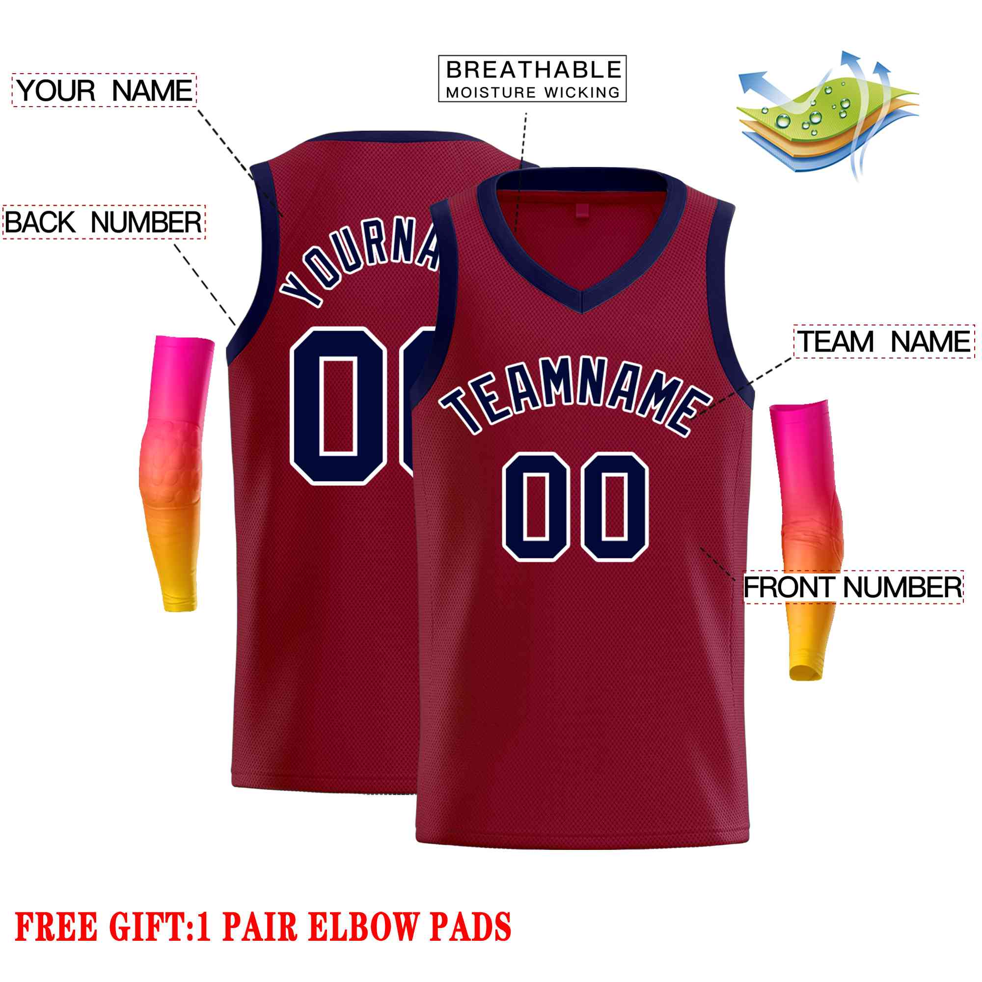 Custom Maroon Navy-White Classic Tops Men Casual Basketball Jersey