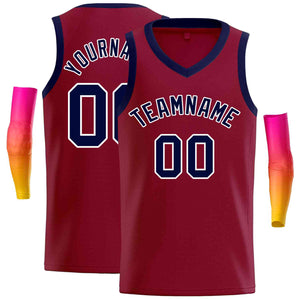 Custom Maroon Navy-White Classic Tops Men Casual Basketball Jersey