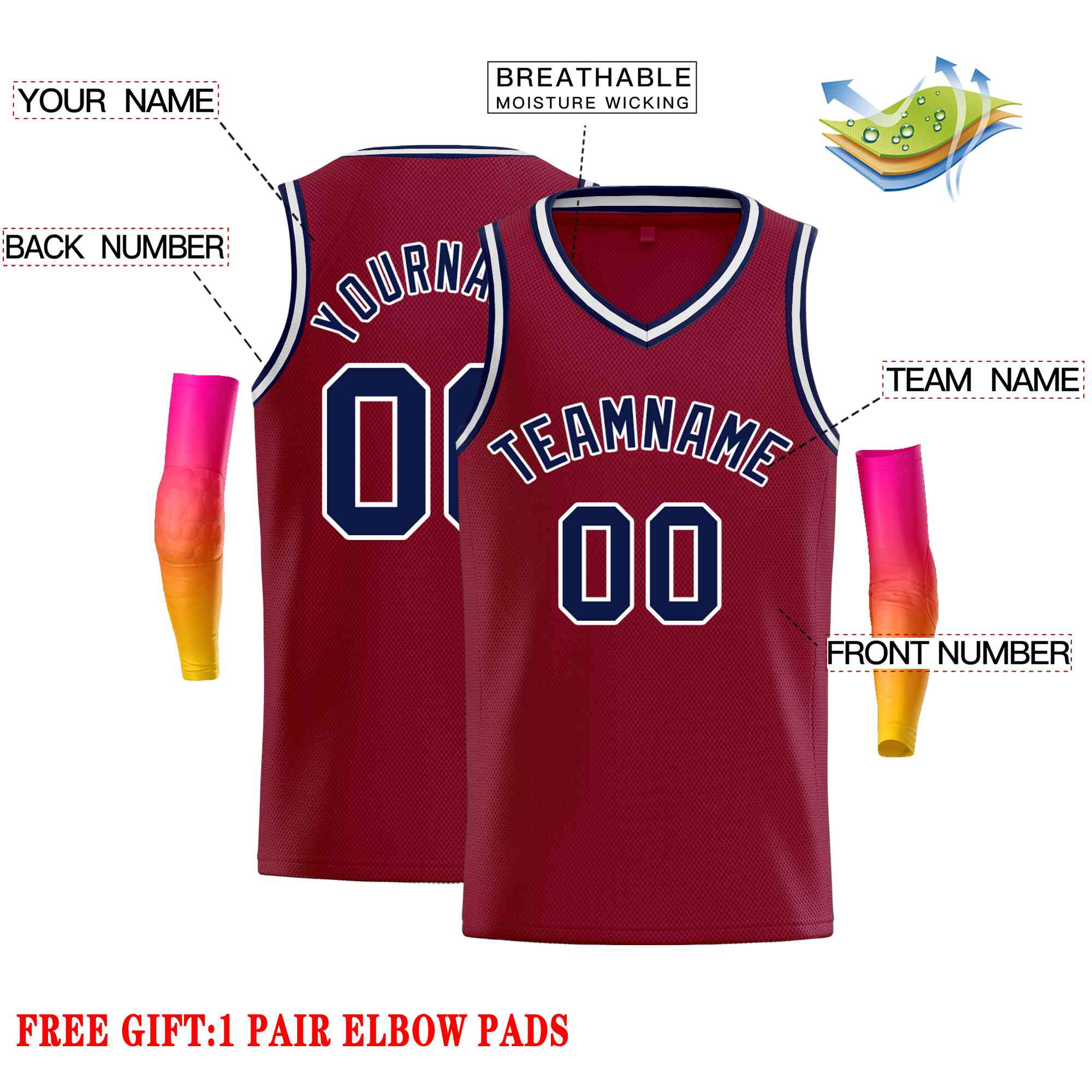 Custom Maroon Navy-White Classic Tops Men Casual Basketball Jersey