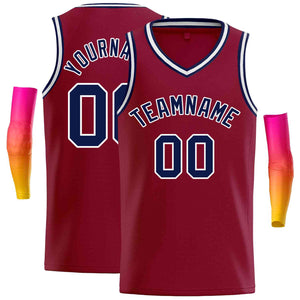 Custom Maroon Navy-White Classic Tops Men Casual Basketball Jersey