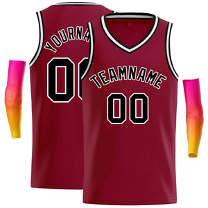 Custom Maroon Black-White Classic Tops Men Casual Basketball Jersey