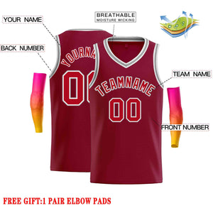 Maillot de basket-ball personnalisé pour hommes, haut classique marron rouge-blanc, décontracté