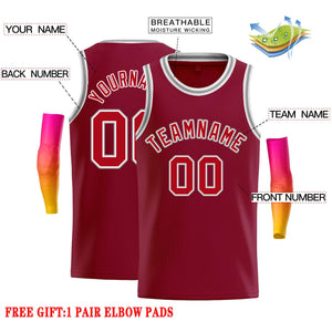 Custom Crimson Red-White Classic Tops Casual Basketball Jersey