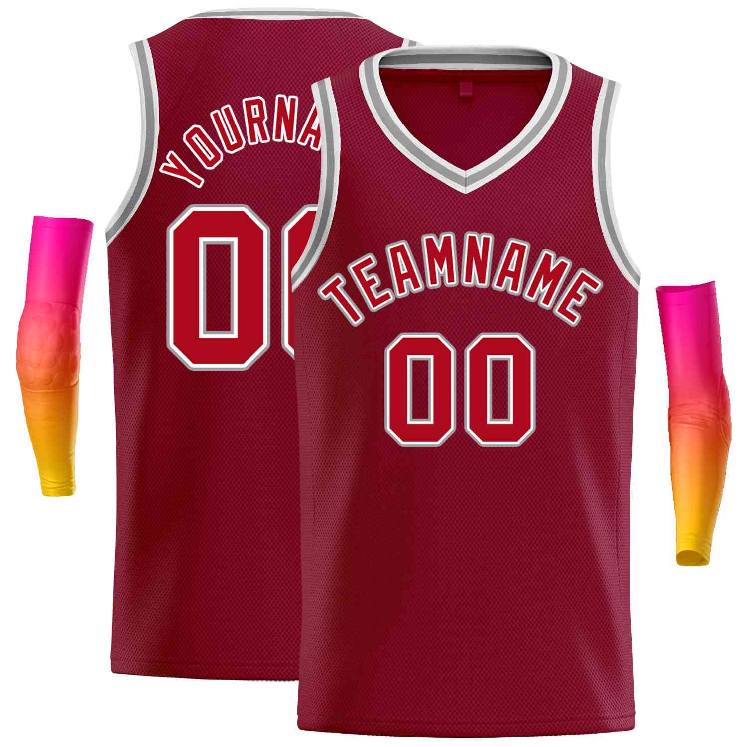 Maillot de basket-ball personnalisé pour hommes, haut classique marron rouge-blanc, décontracté