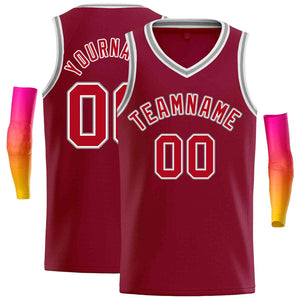 Custom Maroon Red-White Classic Tops Men Casual Basketball Jersey