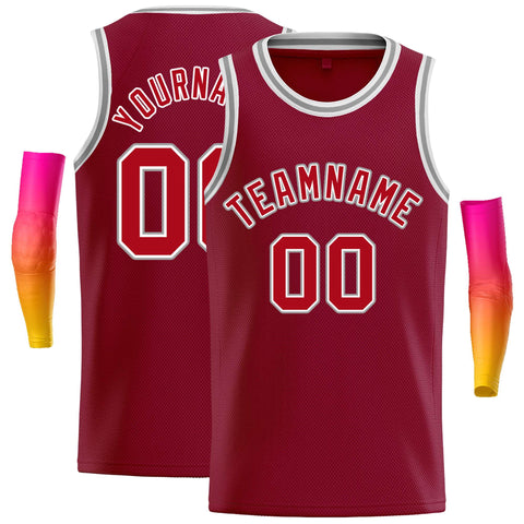 Custom Crimson Red-White Classic Tops Casual Basketball Jersey