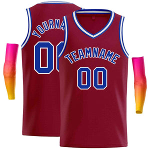 Custom Maroon Royal-White Classic Tops Men Casual Basketball Jersey